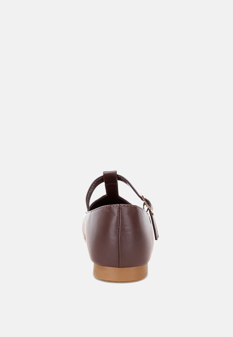 velsna pin buckle ballet flats#color_brown-smooth