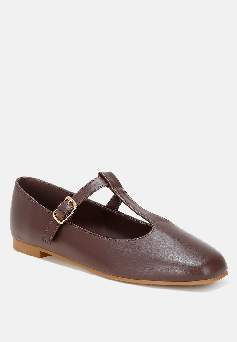 velsna pin buckle ballet flats#color_brown-smooth