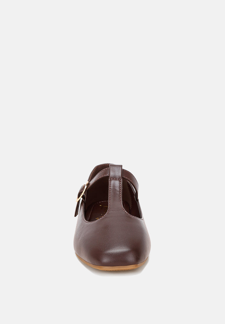 velsna pin buckle ballet flats#color_brown-smooth