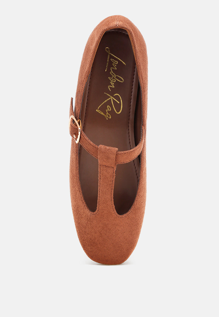 velsna pin buckle ballet flats#color_brown-suede