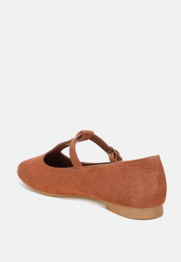 velsna pin buckle ballet flats#color_brown-suede