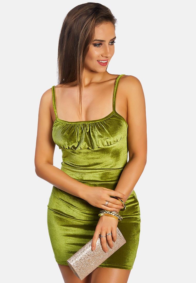 London Rag Velvet Mini Bodycon Dress #color_light-green