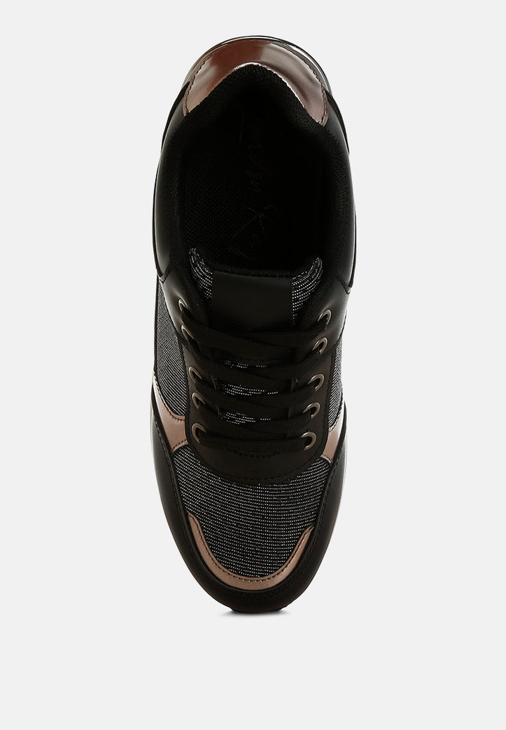 vespera faux leather & mesh sneakers#color_black