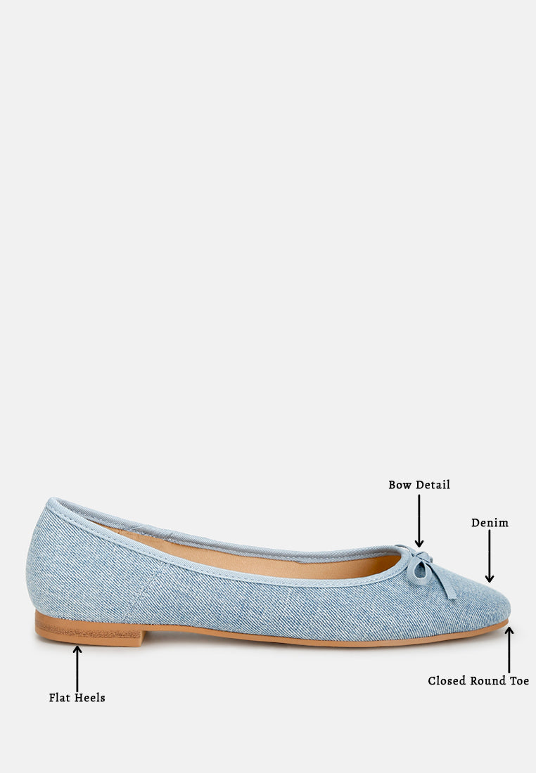 bow detail denim ballerinas by ruw#color_blue