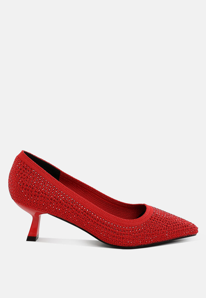 breathable flyknit rhinestone pumps by rag#color_red