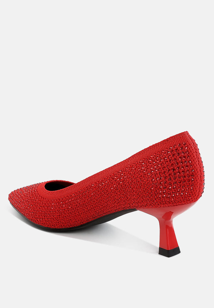 breathable flyknit rhinestone pumps by rag#color_red