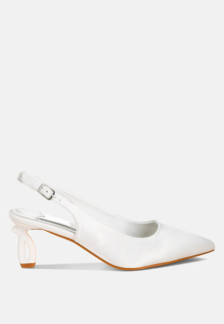 vinca satin pointed toe slingbacks#color_white