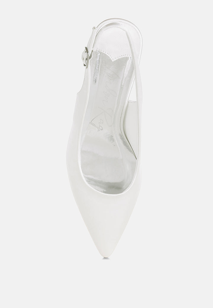 vinca satin pointed toe slingbacks#color_white