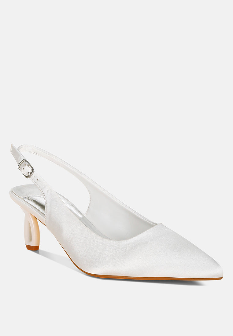 vinca satin pointed toe slingbacks#color_white