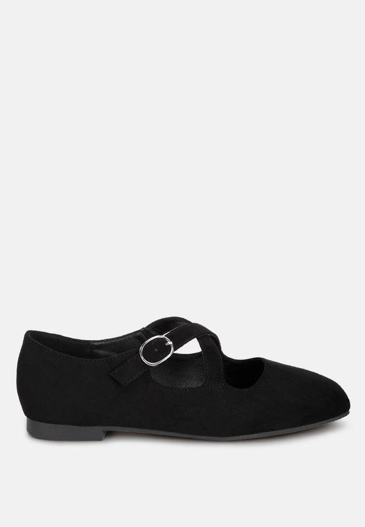 vonily criss cross straps ballet flats#color_black-suede