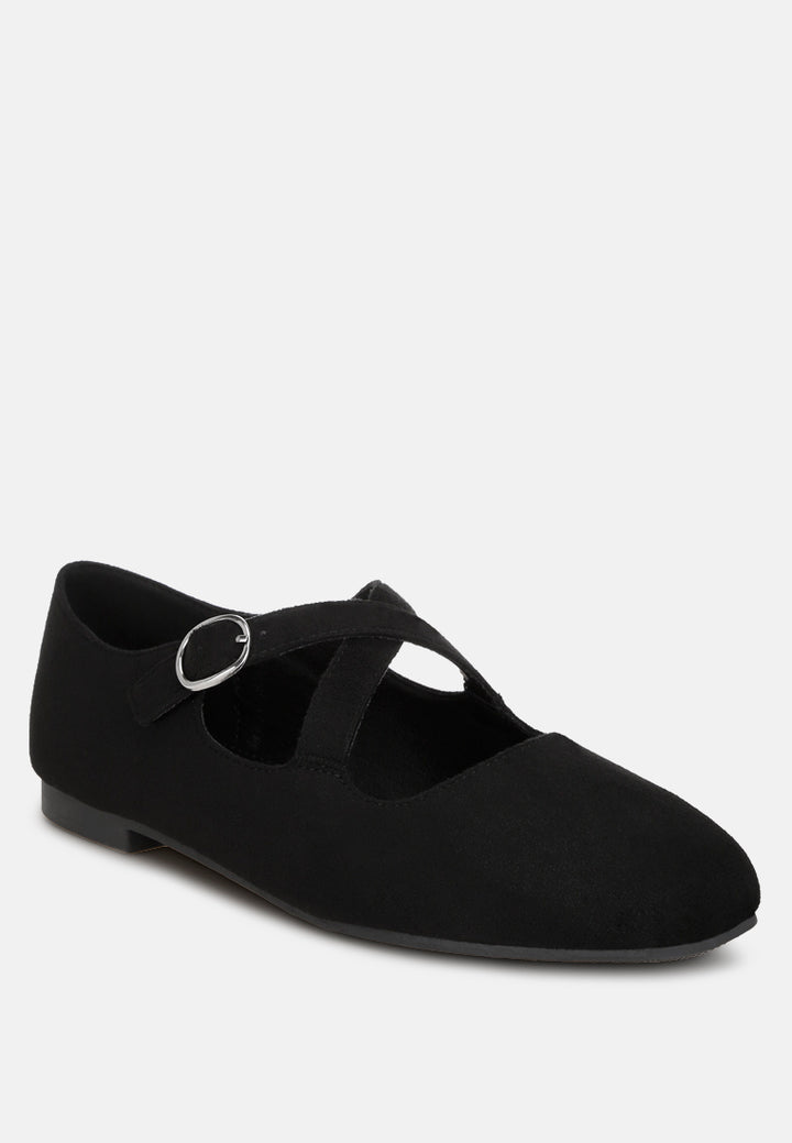 vonily criss cross straps ballet flats#color_black-suede