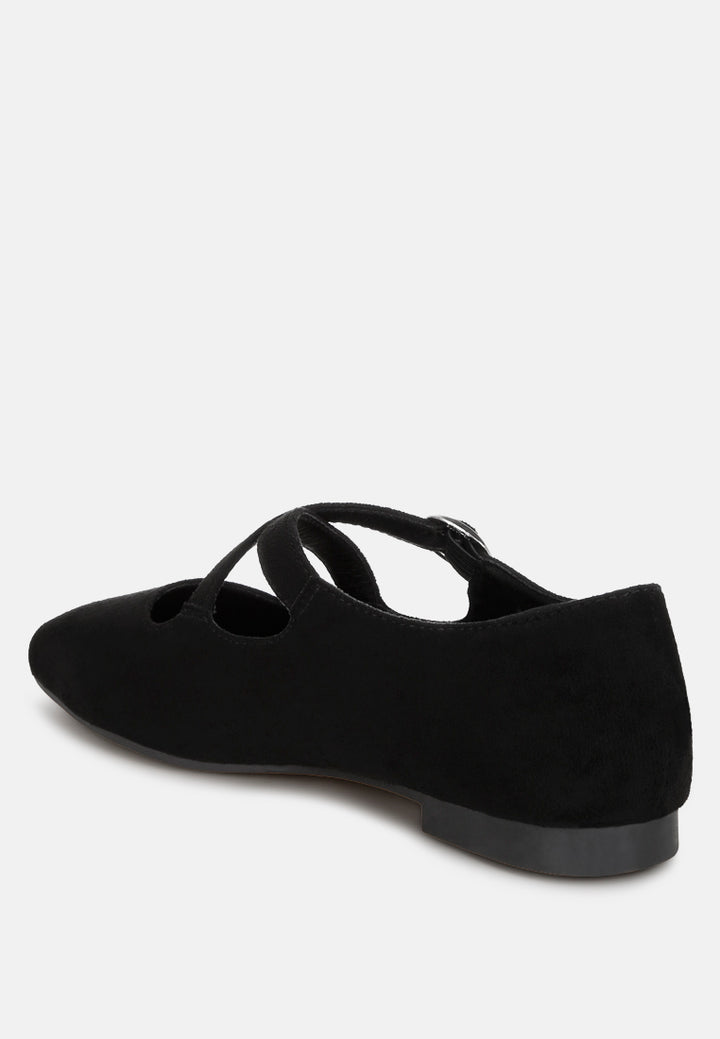 vonily criss cross straps ballet flats#color_black-suede