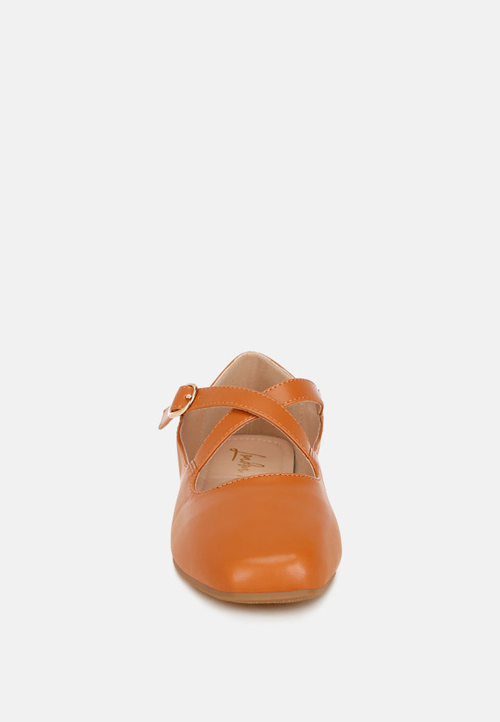 vonily criss cross straps ballet flats#color_tan