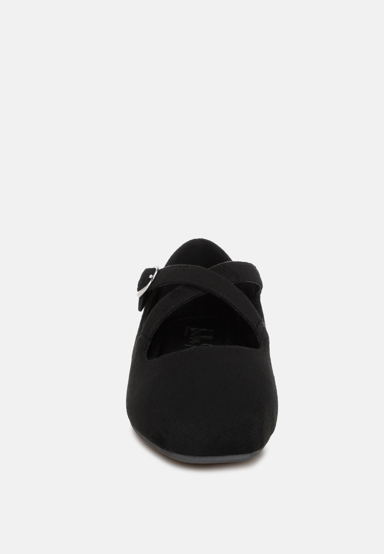 vonily criss cross straps ballet flats#color_black-suede