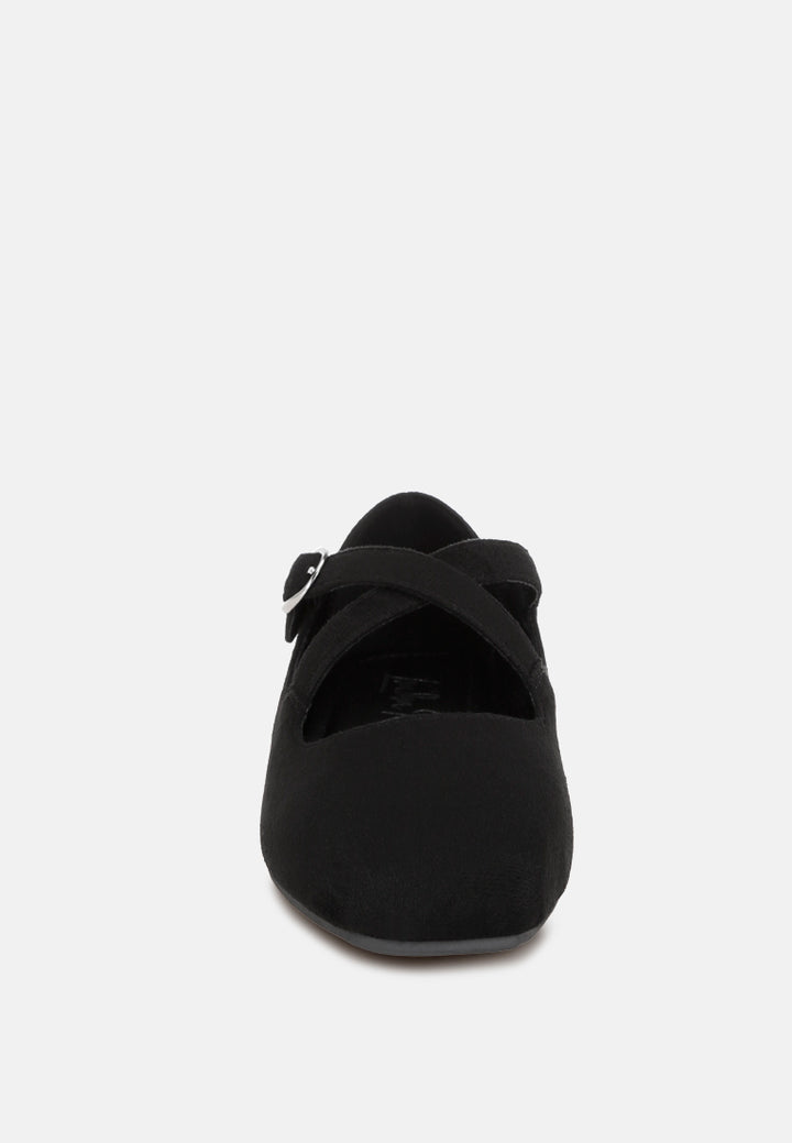 vonily criss cross straps ballet flats#color_black-suede