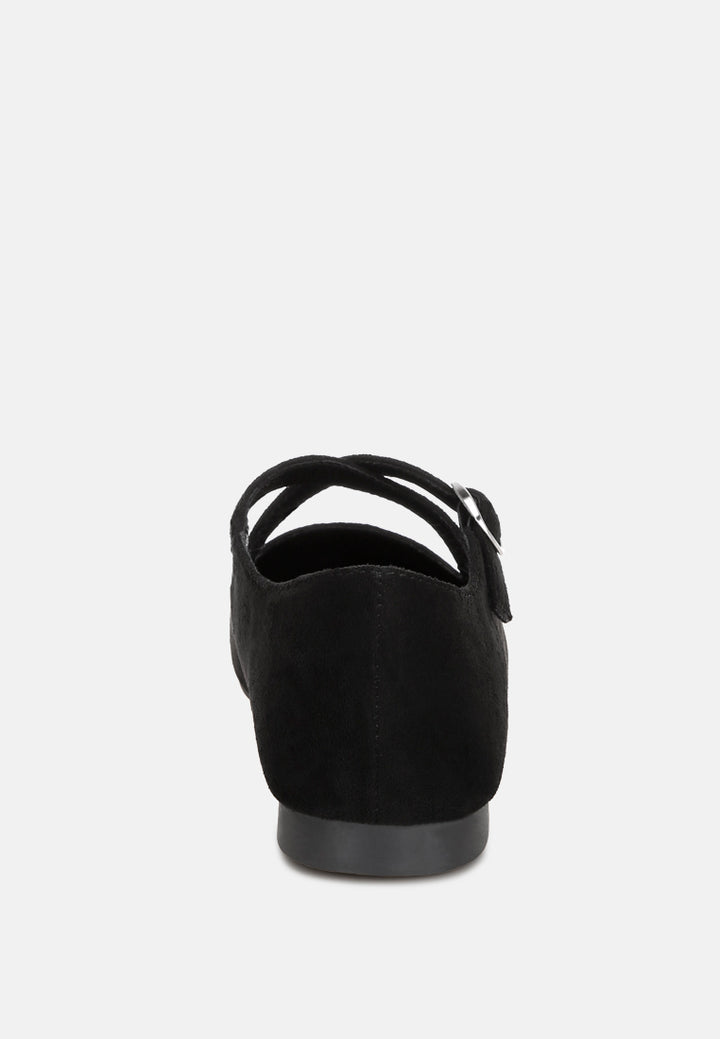 vonily criss cross straps ballet flats#color_black-suede