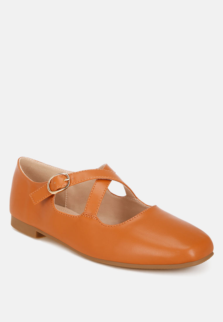vonily criss cross straps ballet flats#color_tan