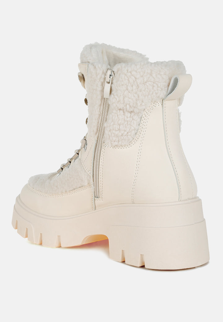 faux fur detail chunky hiker boots by mode#color_beige