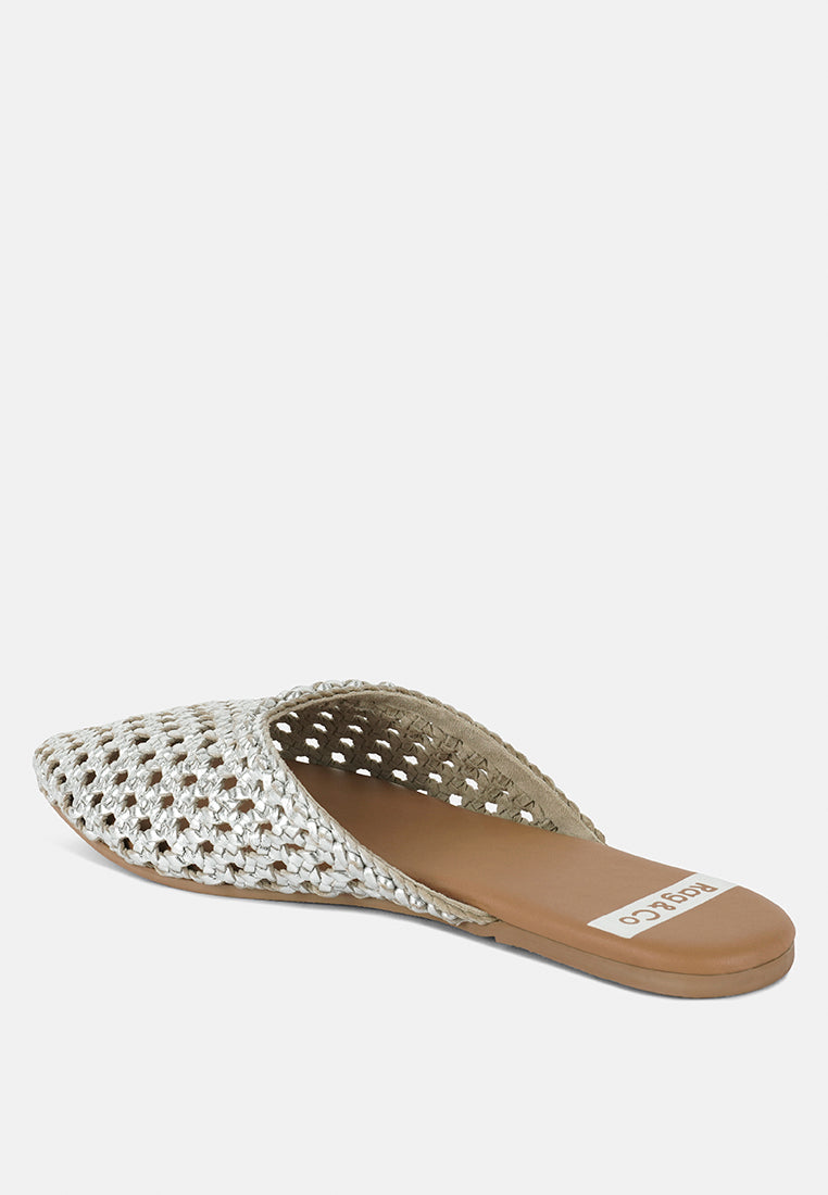 Mules de piel auténtica tejida wendigo#color_silver