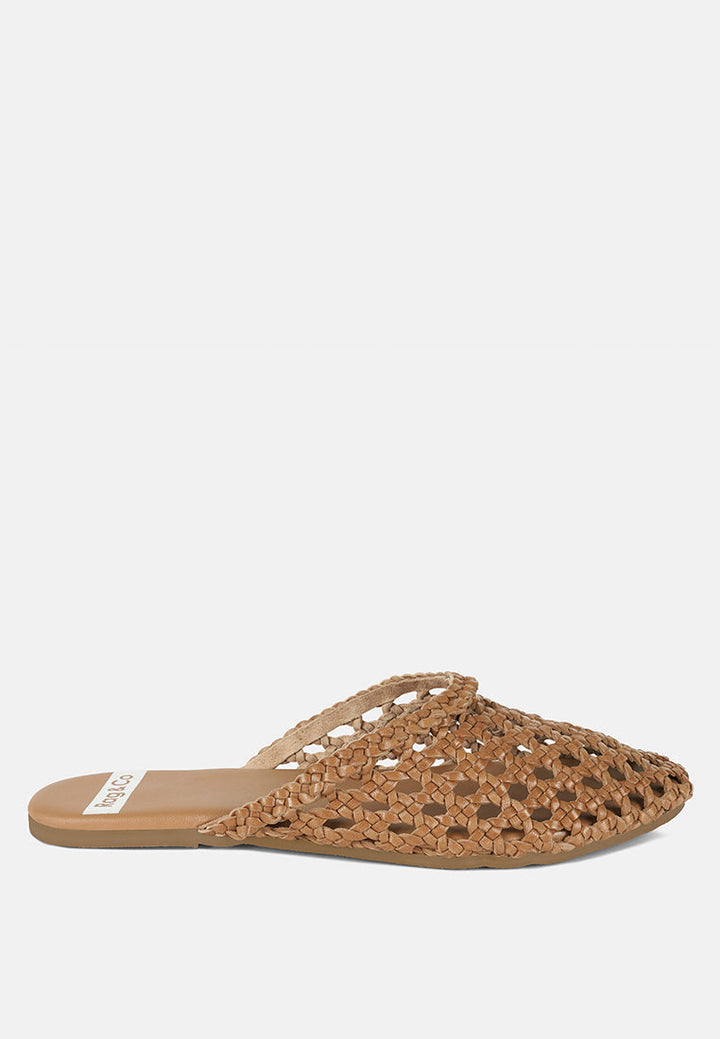Mules de piel auténtica tejida wendigo#color_cognac