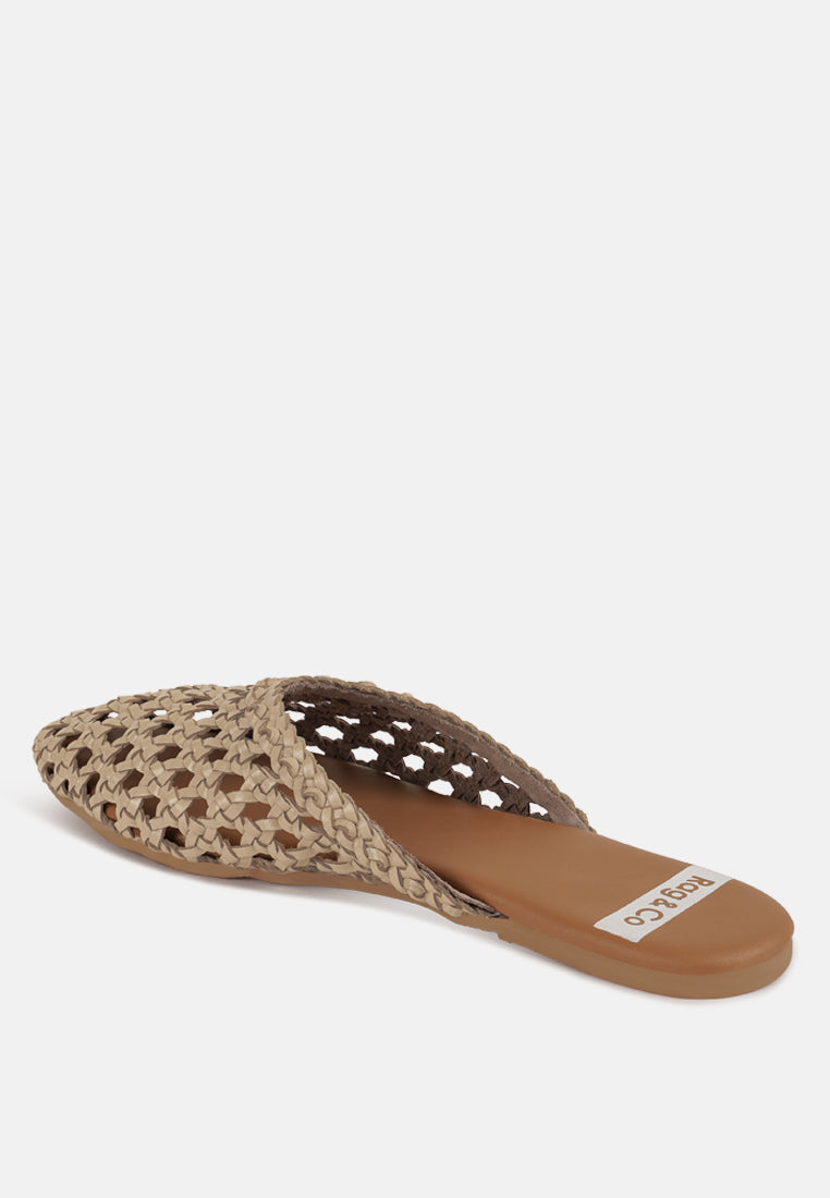 Mules de piel auténtica tejida wendigo#color_ivory