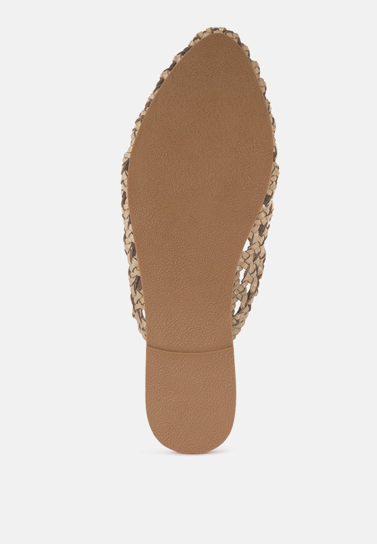 Mules de piel auténtica tejida wendigo#color_ivory
