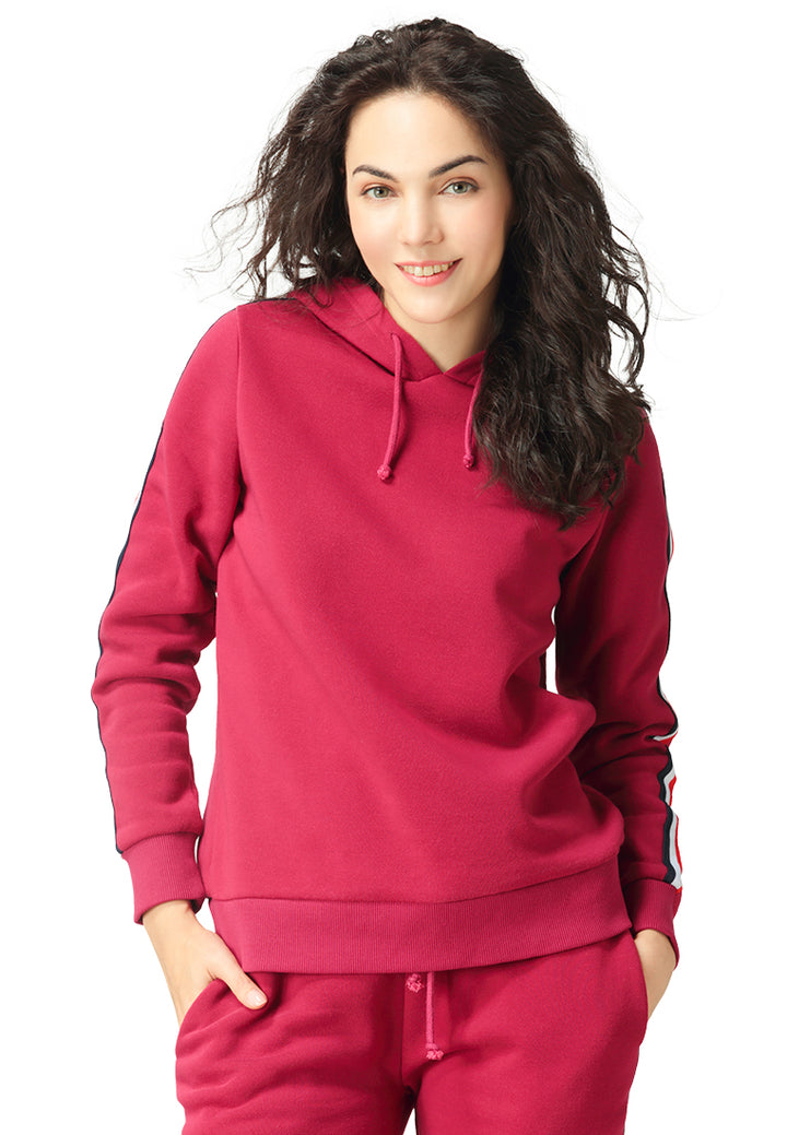 sleeve tape hoodie#color_wine