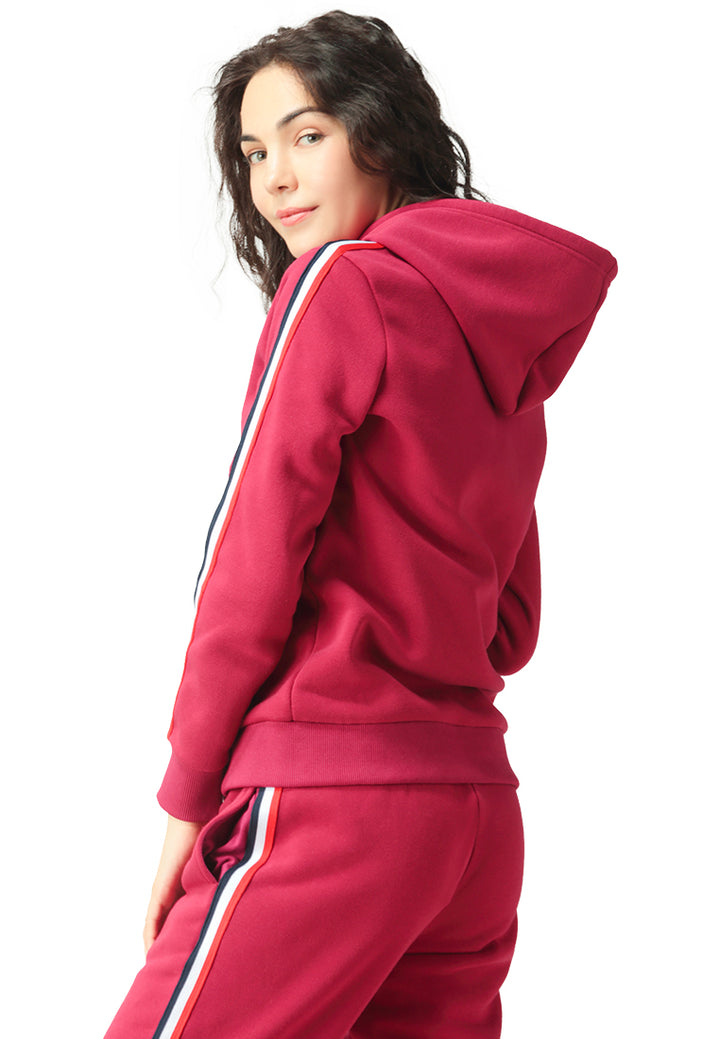 sleeve tape hoodie#color_wine