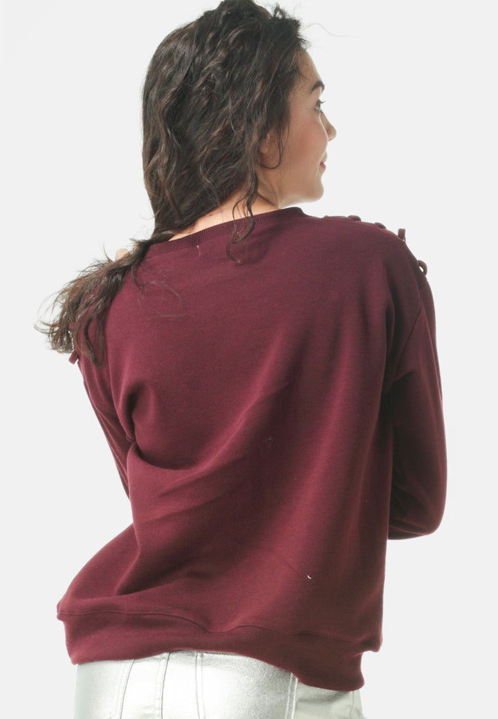 sweatshirt with shoulder lace loop#color_wine