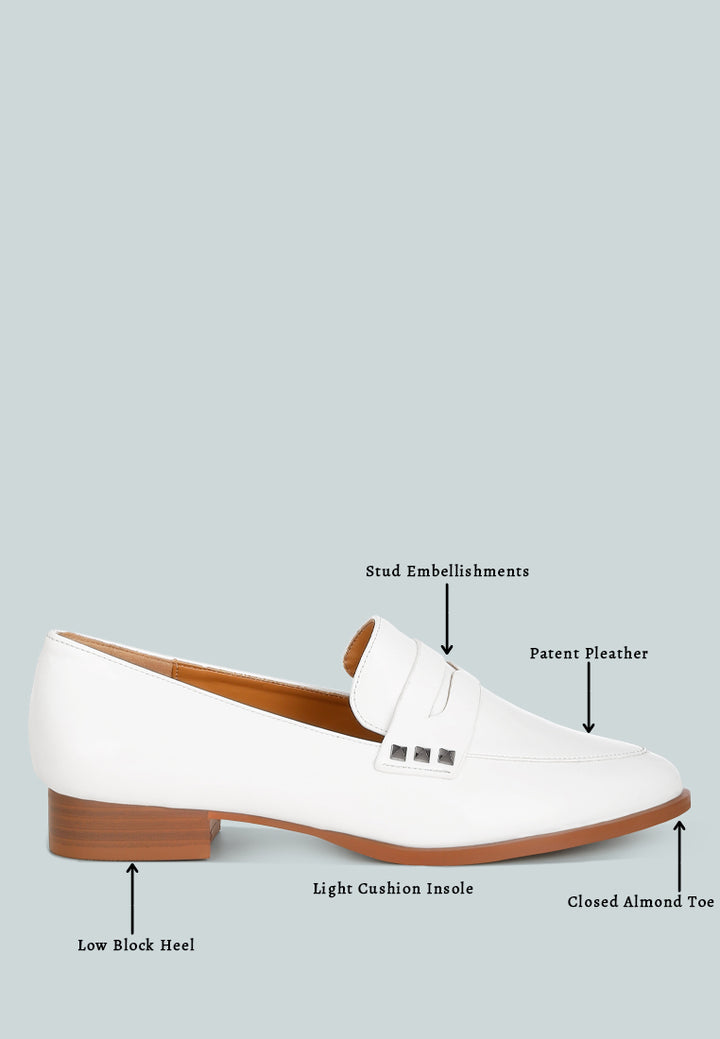 winged patent pleather penny loafers#color_off-white