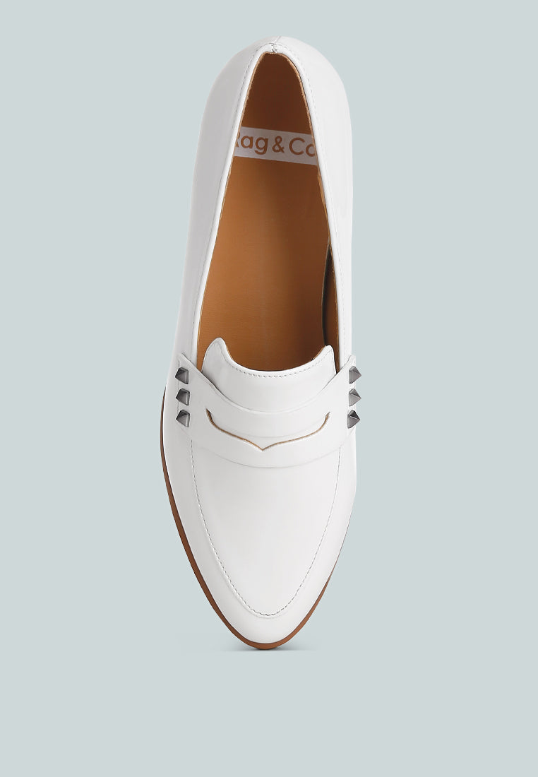 winged patent pleather penny loafers#color_off-white