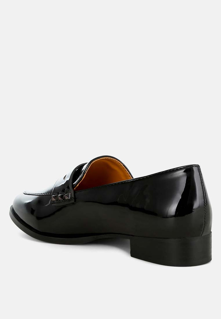 winged patent pleather penny loafers#color_black