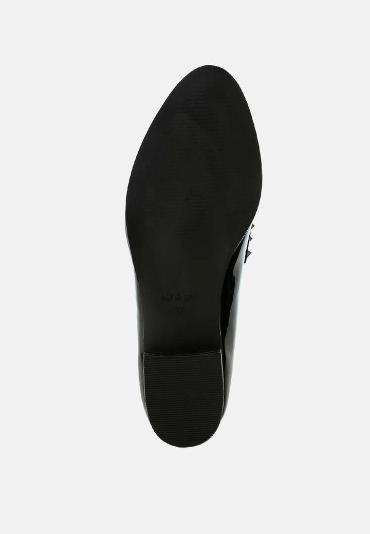 winged patent pleather penny loafers#color_black