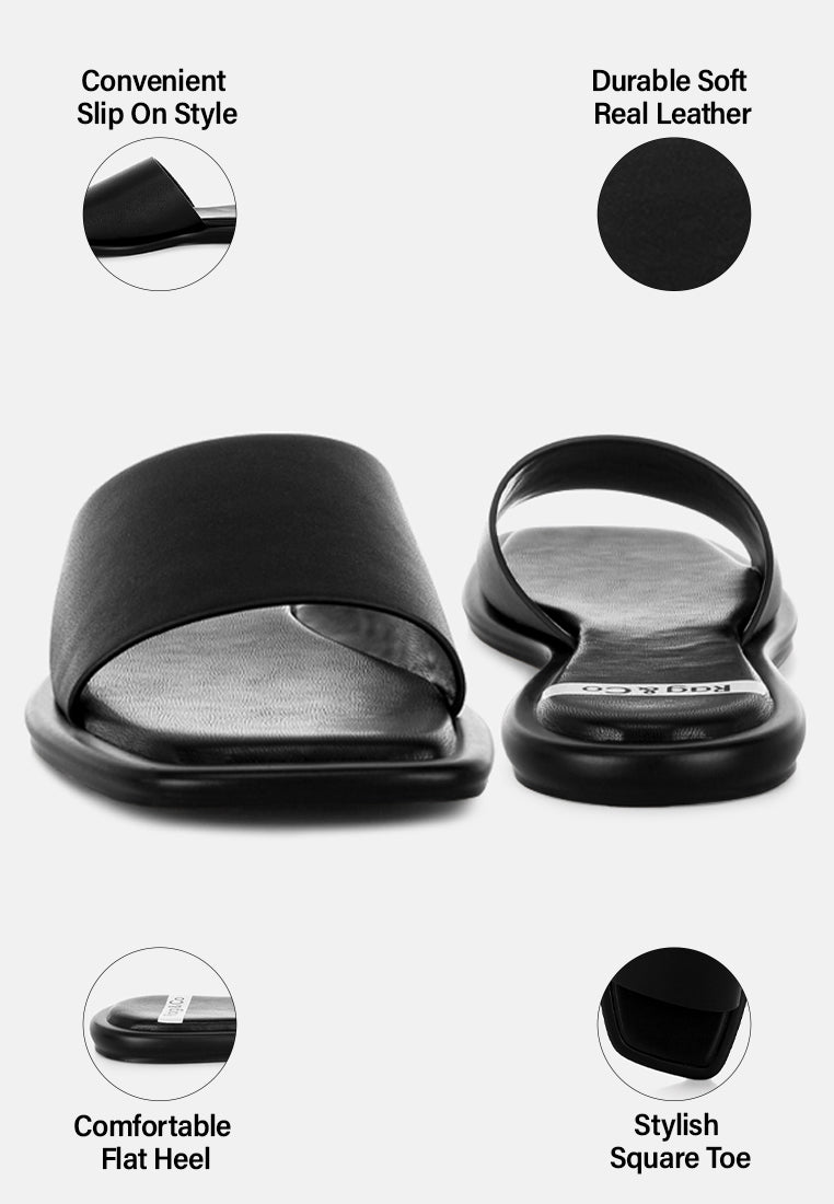 winona comfortable square toe flats#color_black-genuine-leather