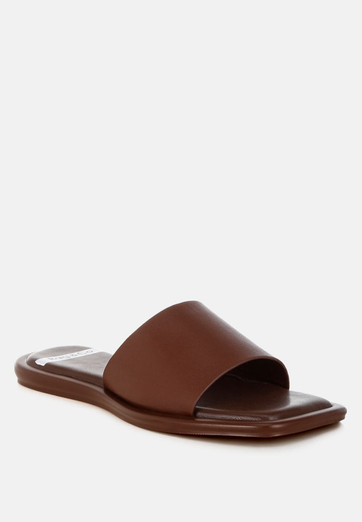 winona comfortable square toe flats#color_brown-genuine-leather