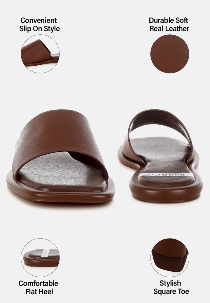 winona comfortable square toe flats#color_brown-genuine-leather