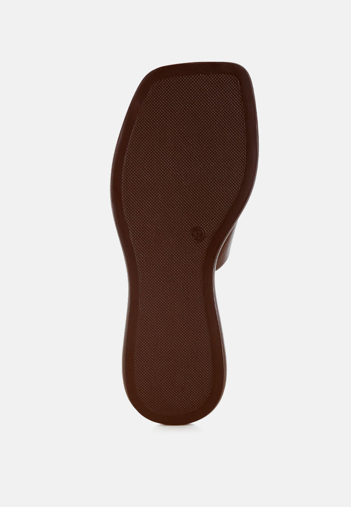 winona comfortable square toe flats#color_brown-genuine-leather