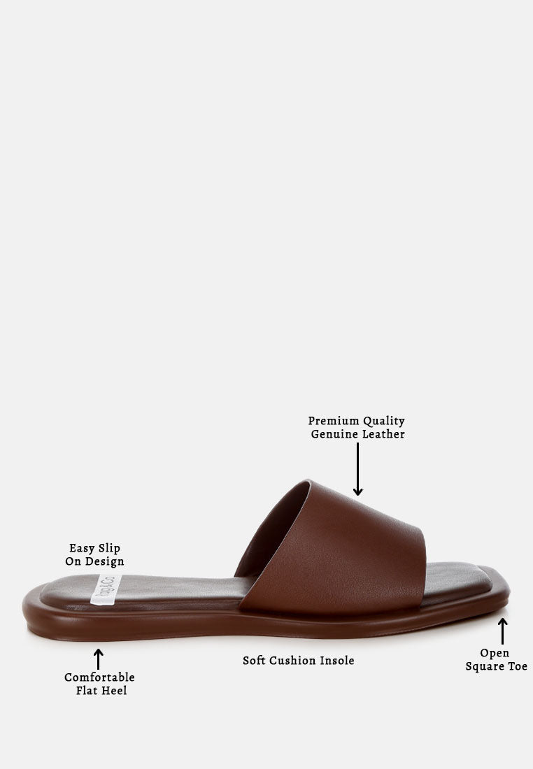 winona comfortable square toe flats#color_brown-genuine-leather