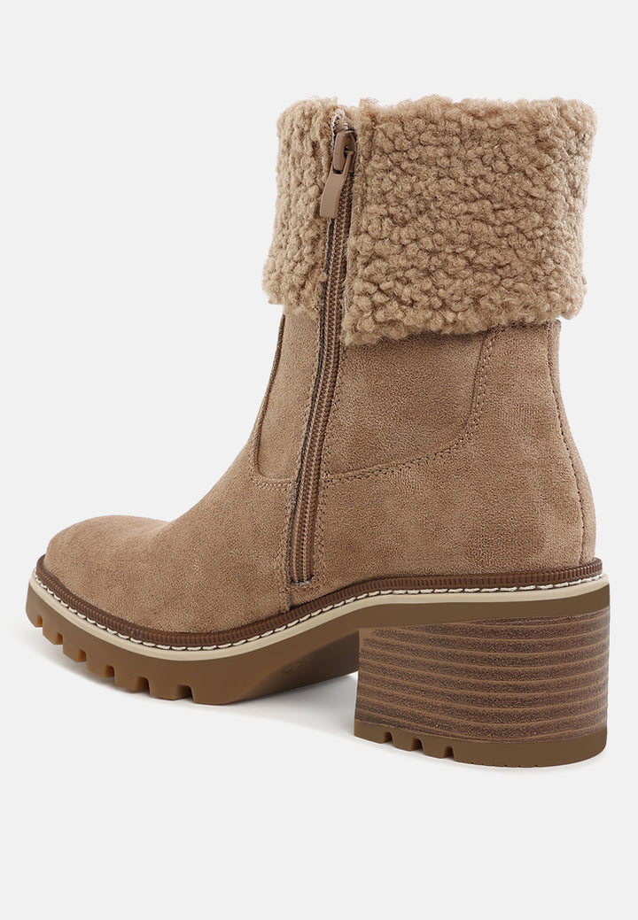 faux fur & embroidery detail boots by ft#color_beige