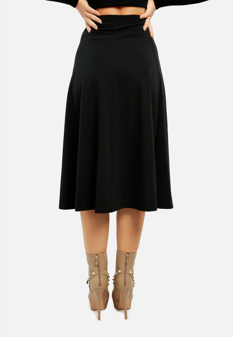 wrap style long maxi skirt#color_black