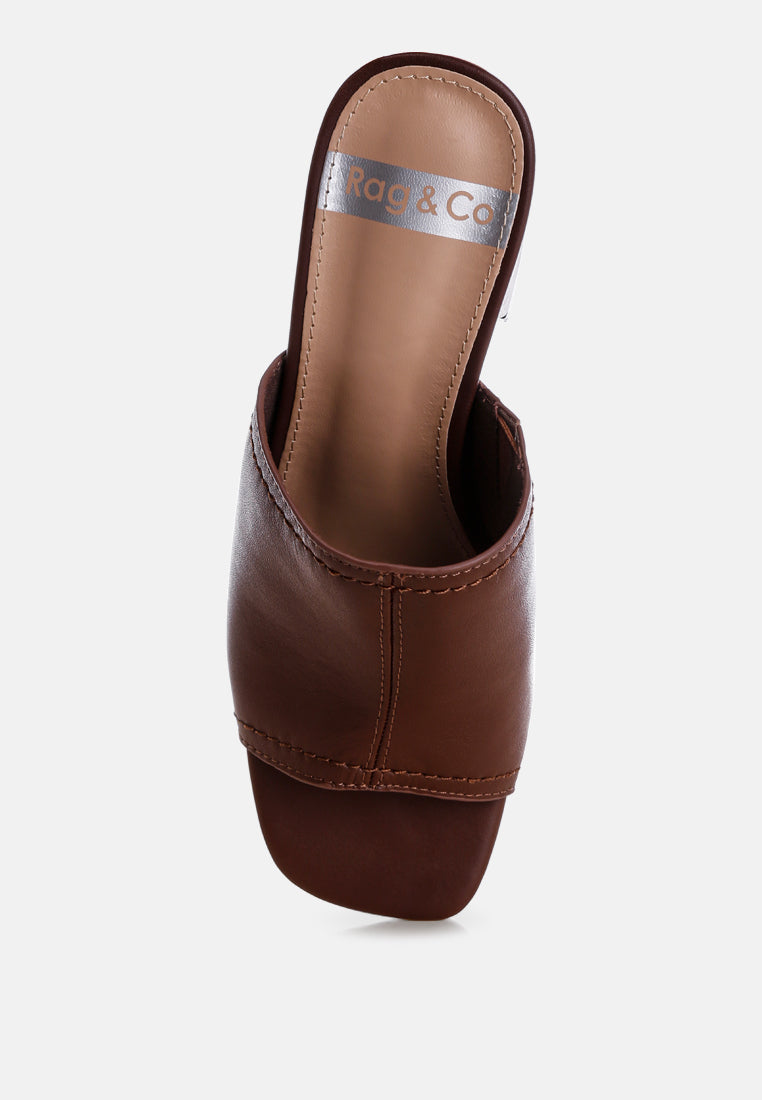 wuling slip-on soft leather heels#color_brown