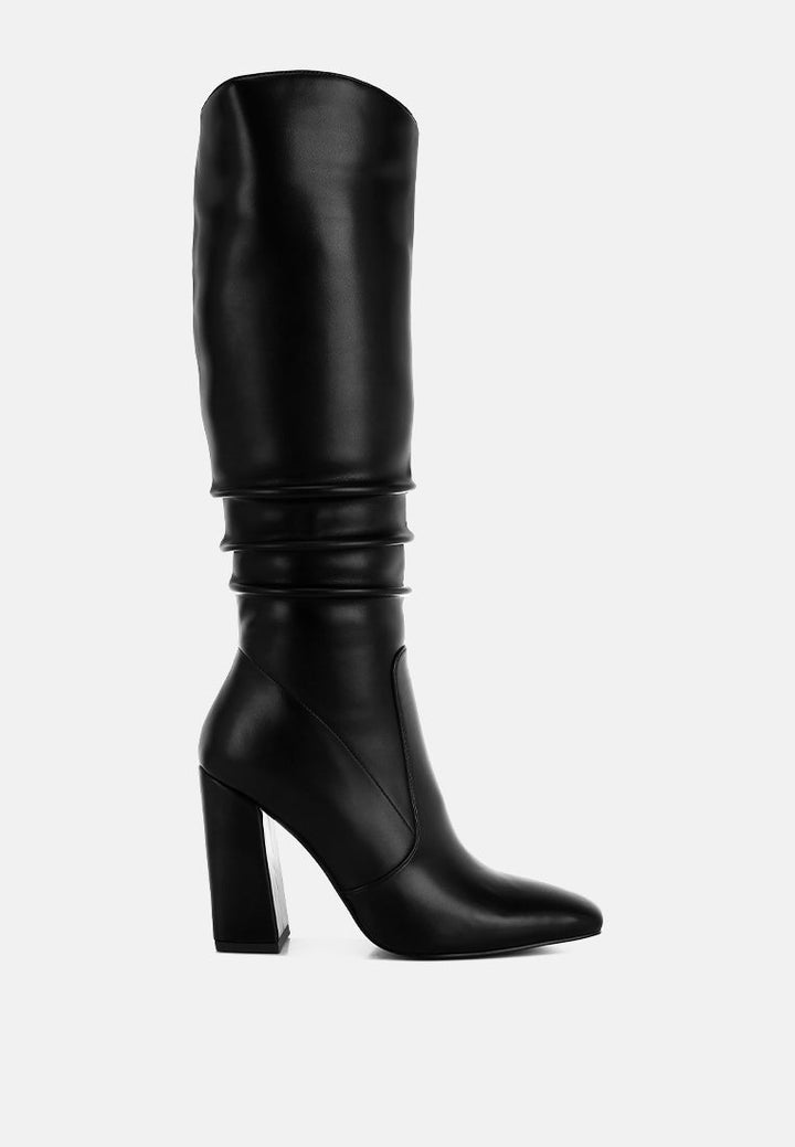 yanir slouchy shaft knee-high boots#color_black