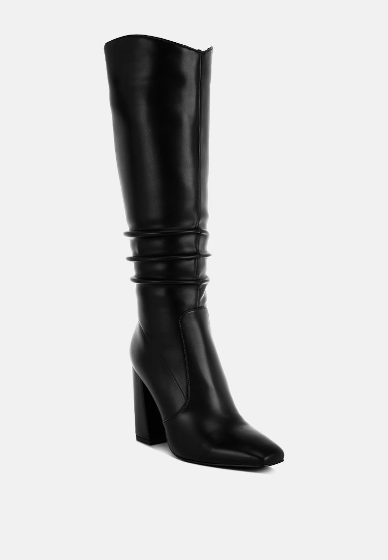 yanir slouchy shaft knee-high boots#color_black