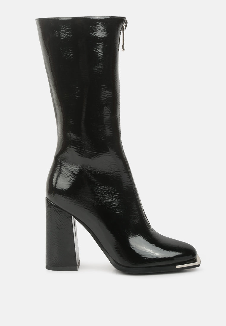 year round high heeled calf boots#color_black
