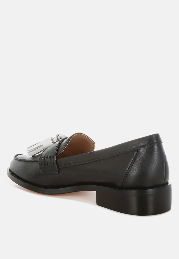Mocasines con borlas de cuero auténtico yelena#color_black