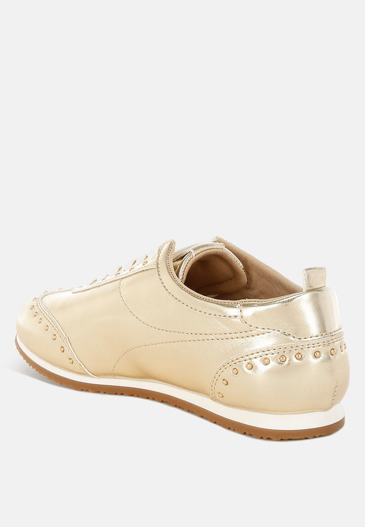 Zapatillas yorika de piel sintética metalizada con tachuelas#color_gold