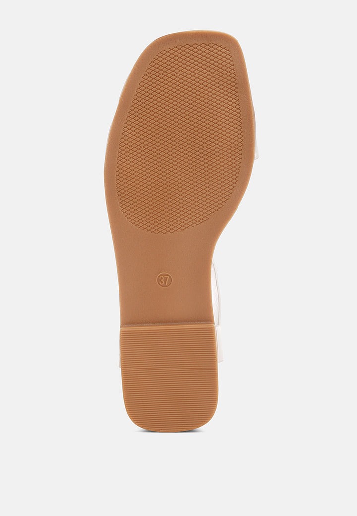 buckled square toe flat sandals by ft#color_ivory