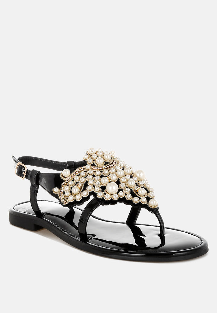 zalata pearl studded flats#color_black