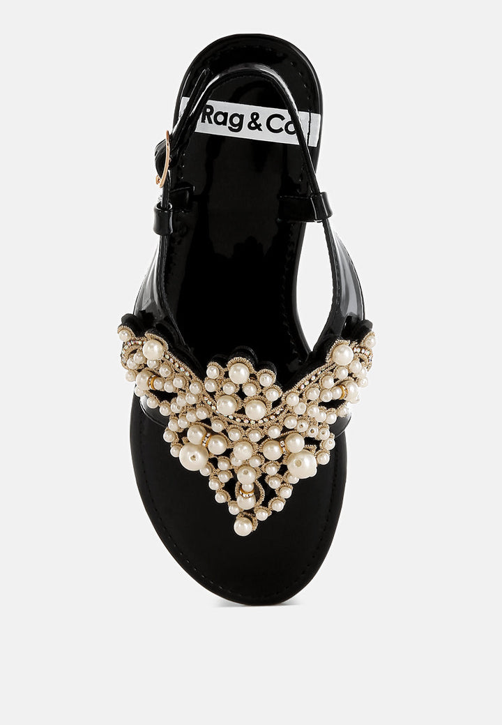 zalata pearl studded flats#color_black