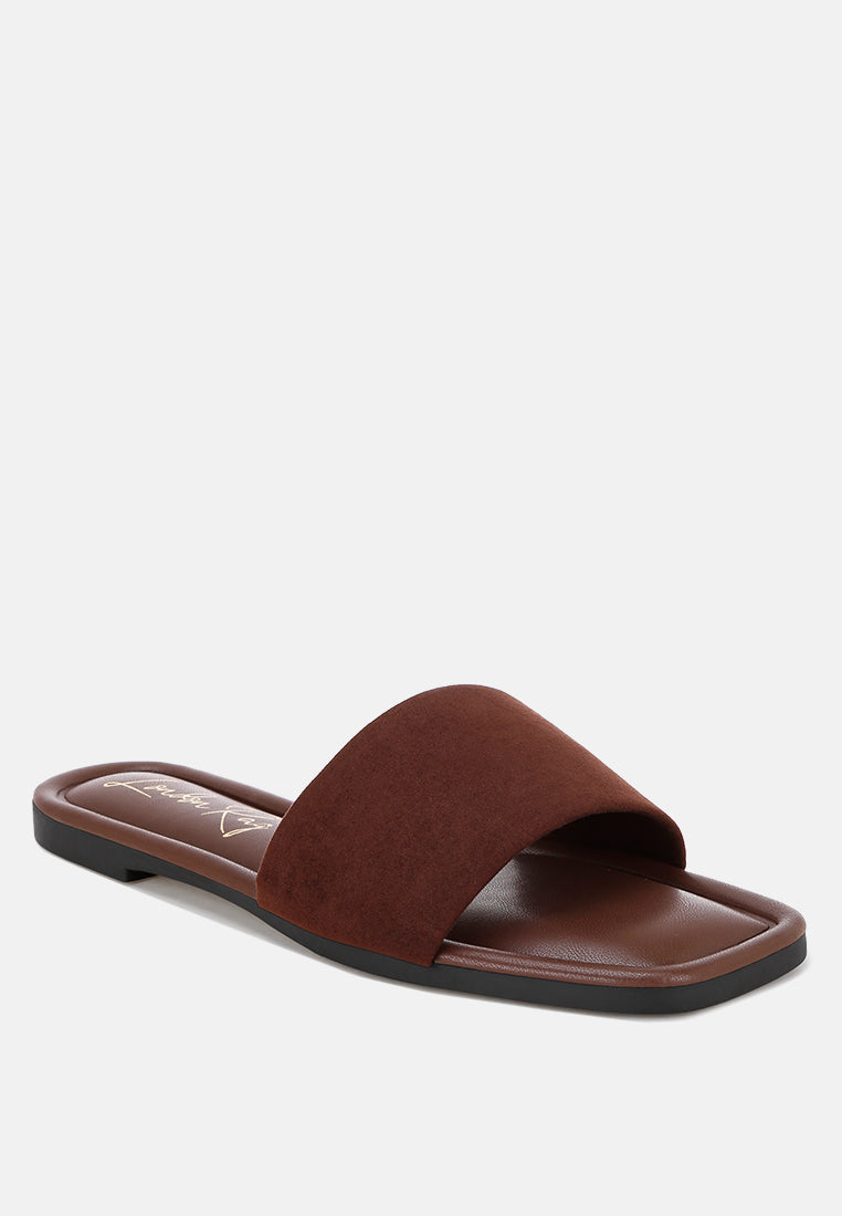 zaltana open square toe flats#color_brown-smooth